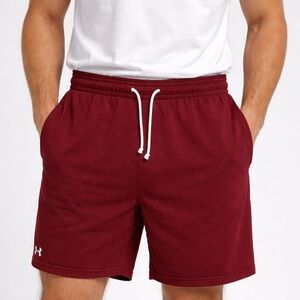 Under Armour Men's Maroon Athletic Shorts with White Drawstring